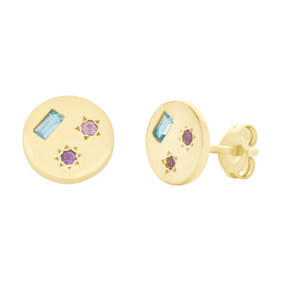 9ct gold gemstone stud earrings