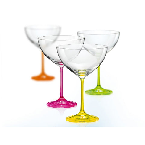 Set of 4 neon martini glasses