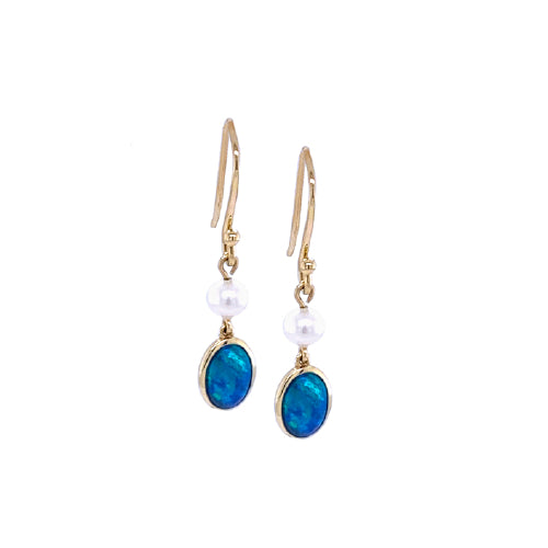 9ct Opal & Pearl earrings.
