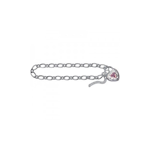 Oval Figaro Bracelet Pink CZ