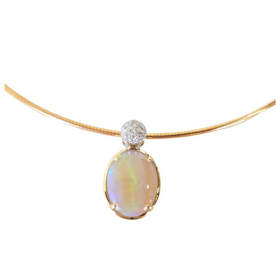 9ct Andamooka Opal & Diamond pendant