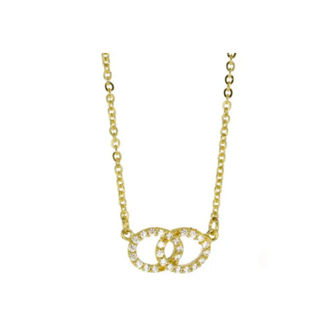 9ct yellow gold CZ open circle necklace
