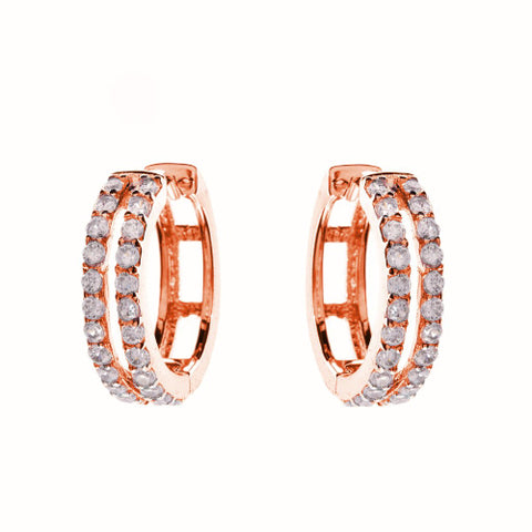 Sterling silver rose gold plated CZ hoop
