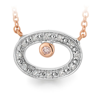 9ct white & rose pink diamond necklace