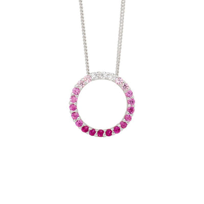 Ellani Jewellery open circle necklace. Pink