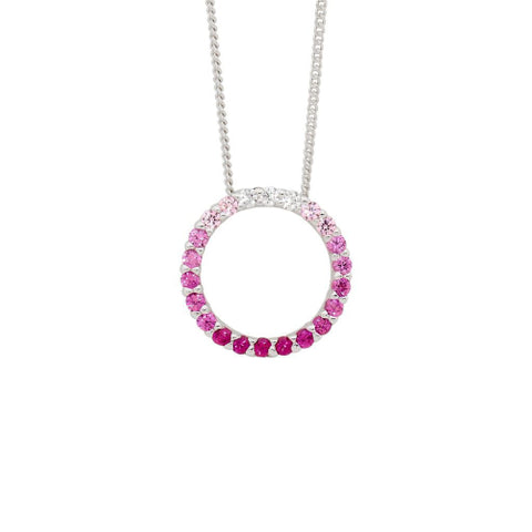 Ellani Jewellery open circle necklace. Pink