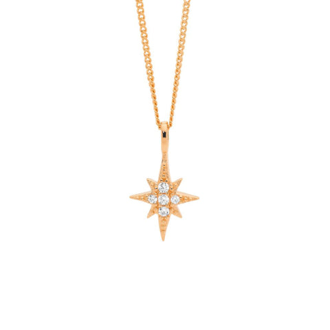 Sterling silver rose plated star pendant