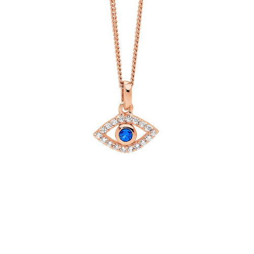 Rose plated evil eye necklace