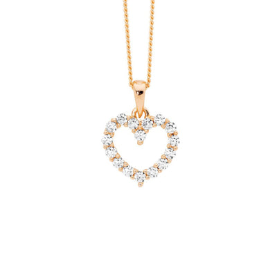 Rose plated heart necklace
