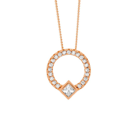 Rose plated & CZ necklace