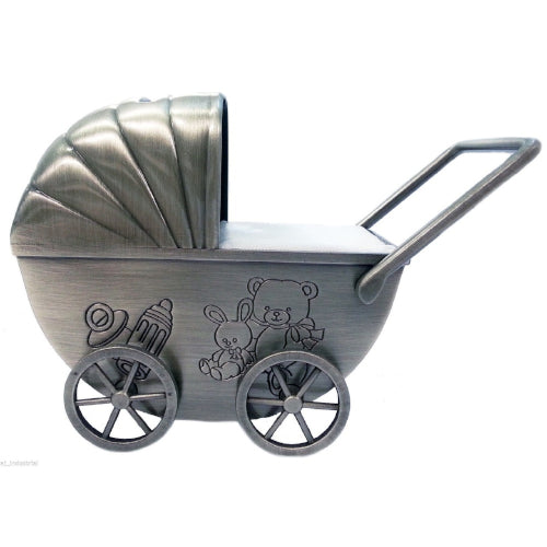 Pram pewter finish money box