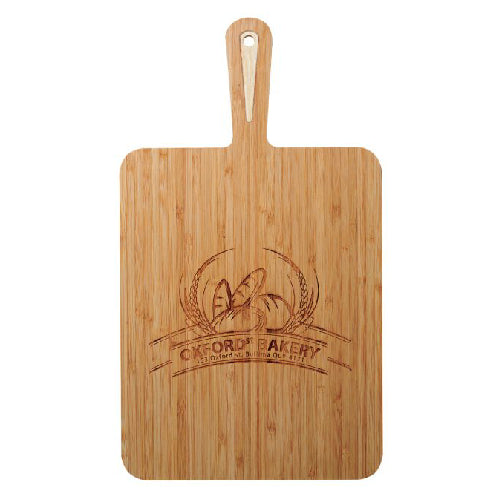 Engraved bamboo board with handle