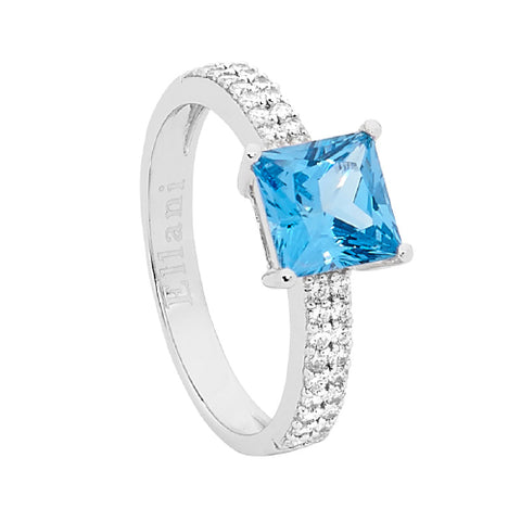 Sterling silver blue cz ring