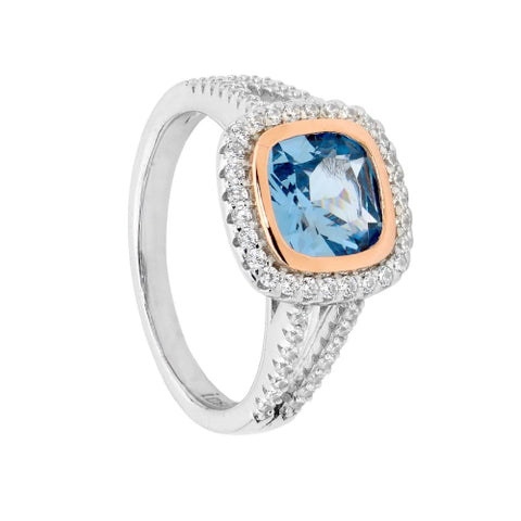 Sterling silver blue cubic zirconia ring