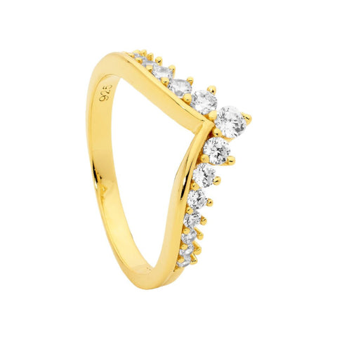 Sterling silver gold plated cz ring