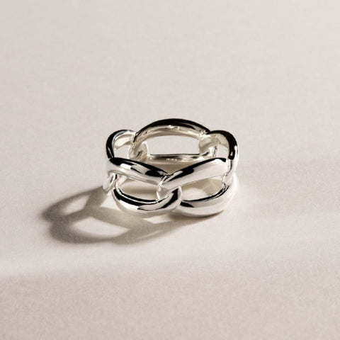Silver intertwined ring