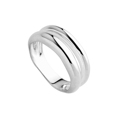 Silver double band ring