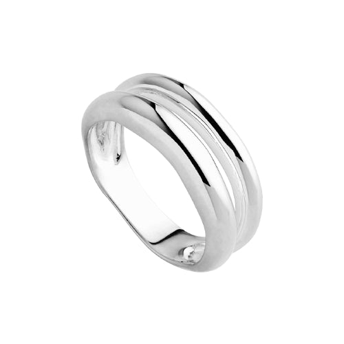 Silver double band ring