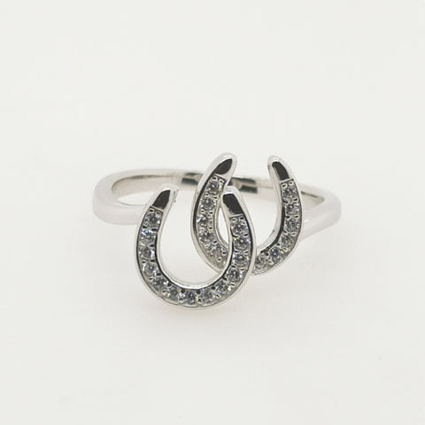 Sterling Silver CZ horseshoe ring.