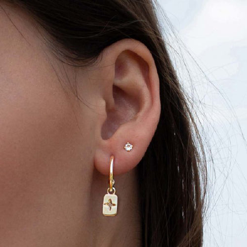White topaz hoop earrings,