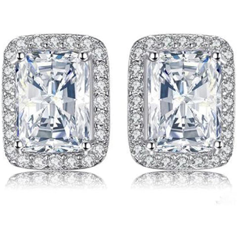 CZ halo stud earrings