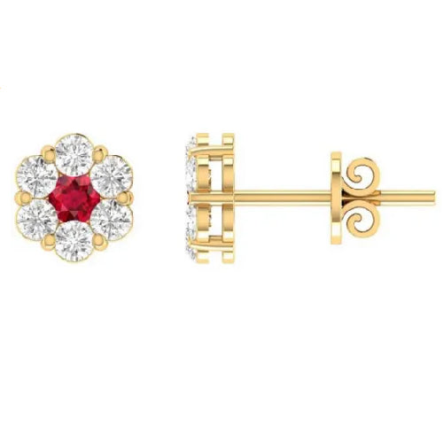 9ct Ruby Diamond cluster earrings