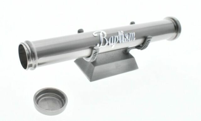 Baptism pewter finish certificate scroll & stand.