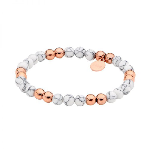 Steel Howlite & Rose plated bracelet