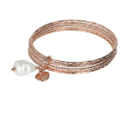 Bronzallure rose gold and pearl bangle