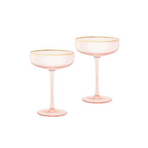 Crystal Coupe Glass Rose Set of 2