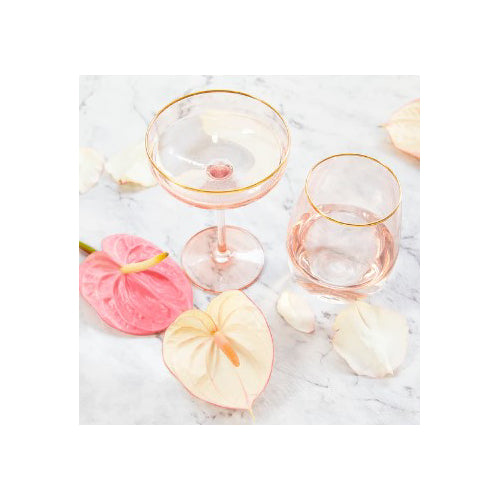 Crystal Coupe Glass Rose Set of 2