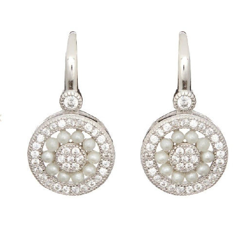Sterling silver cz pearl earrings