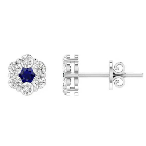 9ct Sapphire Diamond cluster earrings
