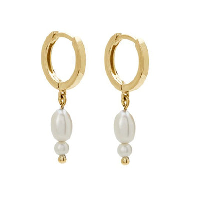 Double hanging pearl earrings