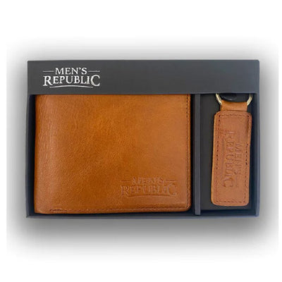 Leather wallet & keyring set