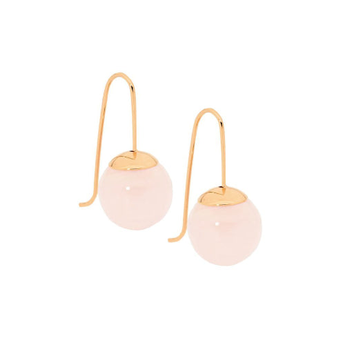 Steel & Rose Quartz earrings. Silver