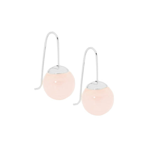 Steel & Rose Quartz earrings. Silver