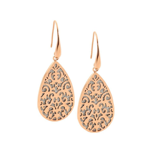 Steel rose gold with shimmer back earrings.