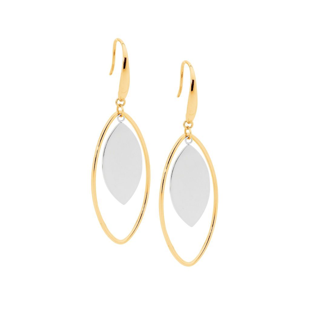 Steel drop earrings with solid centre.