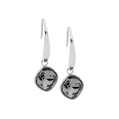 Steel & glass drop earrings