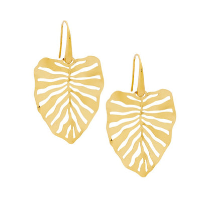Steel & gold plated leaf earrings