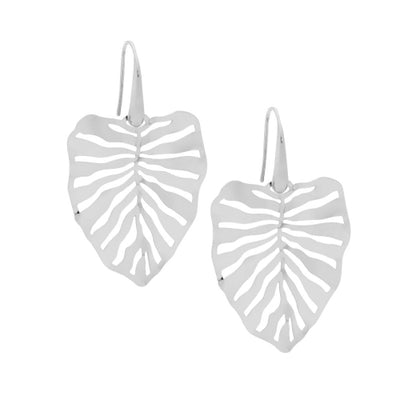 Steel leaf earrings