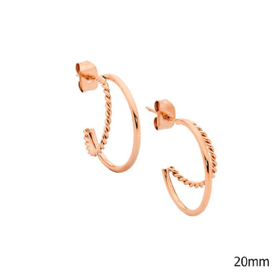 Steel & rose gold twist earrings