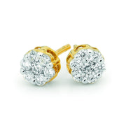 9ct yellow gold Diamond stud earrings.