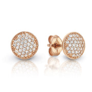 Dome stud CZ & rose gold earrings.