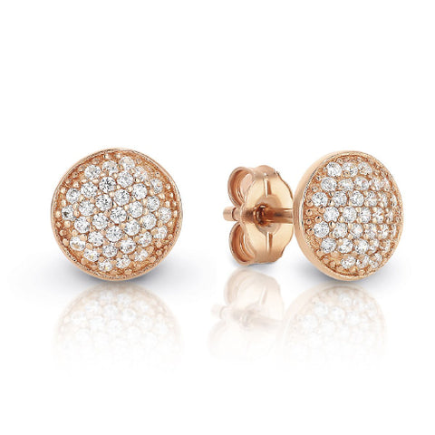 Dome stud CZ & rose gold earrings.