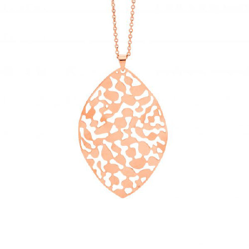 Steel rose plated leaf necklace