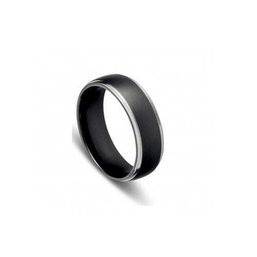 Stainless steel black rings.
