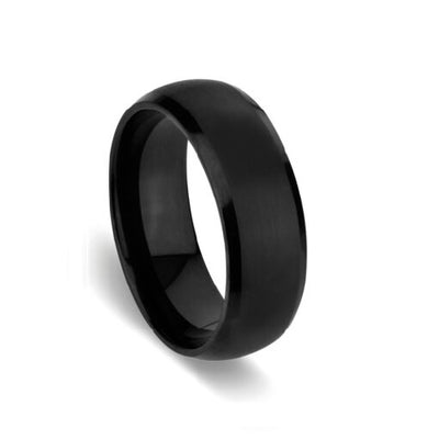 Tungsten Black Bev Edge Gents Ring