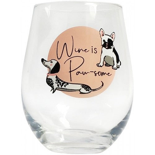 Stemless wine glasses.